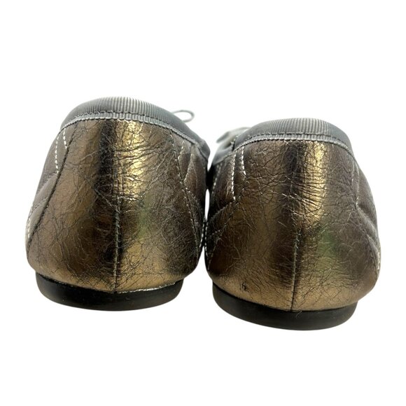 Born Tiffney‎ Quilted Metallic Crackled Leather Ballet Flats - Picture 8 of 9